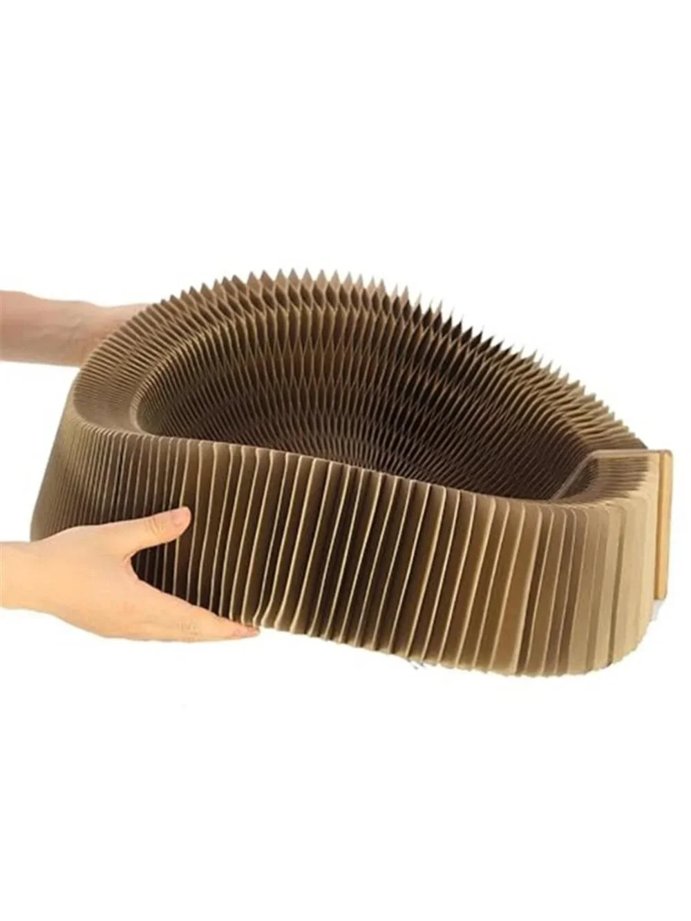Beige Cardboard Cat Scratcher Bed Foldable Corrugated Lounge Large Breed Durable